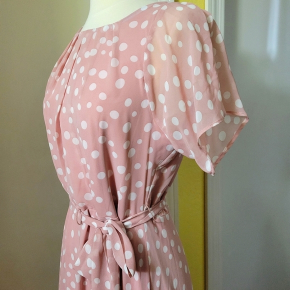 New Beautiful R & K Blush Polka-dot A line Dress size 8 - Picture 5 of 14